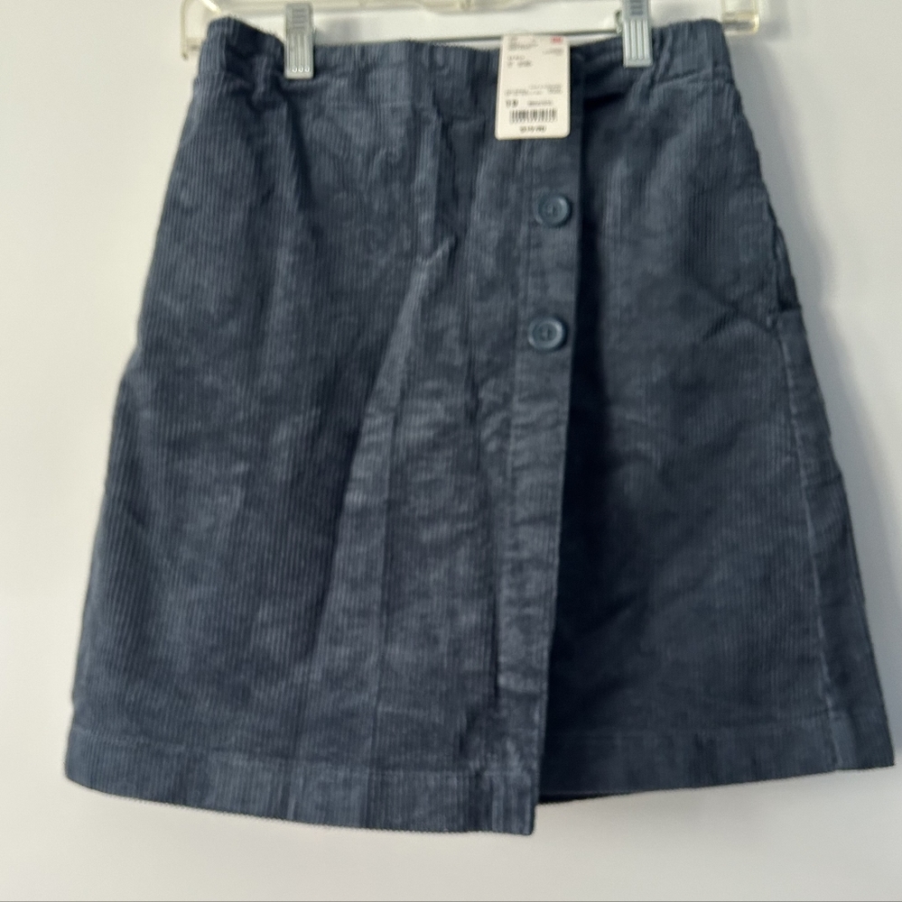 New Uniqlo Girls Blue Corduroy Wrap Skort